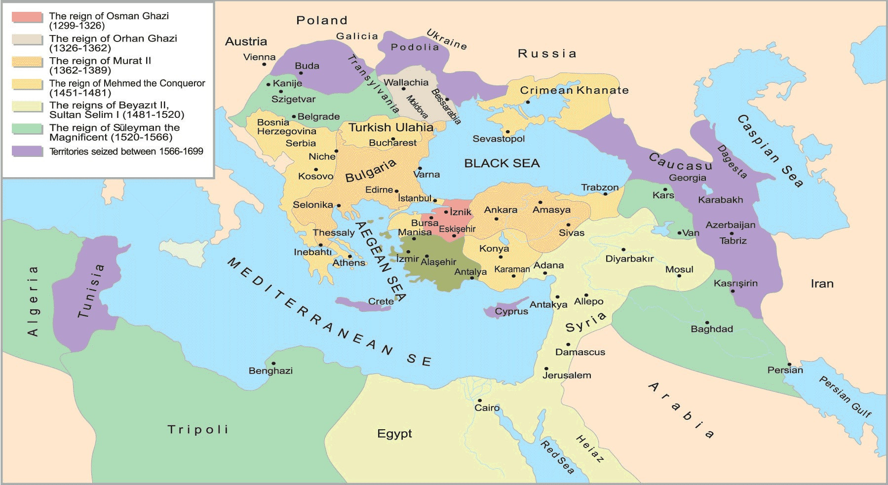 Ottoman Empire Map (At its height & Over time) 2024